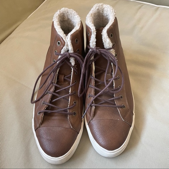 Aldo Brown Shearling Hi-Top Sneakers Size 11 - Picture 4 of 13